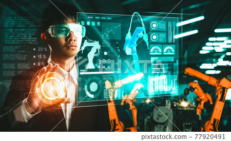 Advanced robot arm system for digital industry and factory robotic technology 77920491