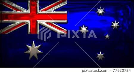 Metal plate of Australian flag in metal tone created by 3DCG 77920724