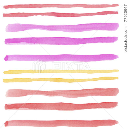 Hand-painted watercolor line yellow red pink - Stock Illustration ...
