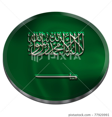 Silver medal with a metal-like Saudi Arabian flag created with 3DCG Silver medal with a metal-like Saudi Arabian flag created with 3DCG 77920991