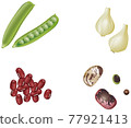 蔬菜插畫_青豆_大蔥_紅豆_花豆_豆 77921413