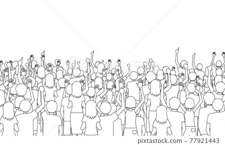 Illustration of the back of many spectators (white background, vector, line drawing, cutout) Illustration of the back of many spectators (white background, vector, line drawing, cutout) 77921443