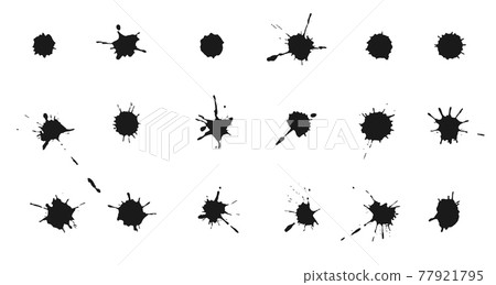 Ink blots and splashes. Collection of handdrawn blobs, drops and spatters Ink blots and splashes. Collection of handdrawn blobs, drops and spatters 77921795