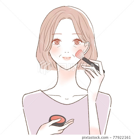 塗腮紅的中年婦女 77922161