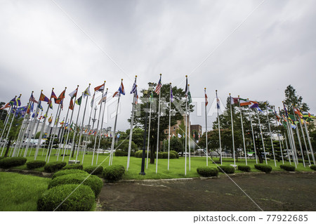 Flags of all nations at Jungoe Park in Gwangju Metropolitan City Flags of all nations at Jungoe Park in Gwangju Metropolitan City 77922685