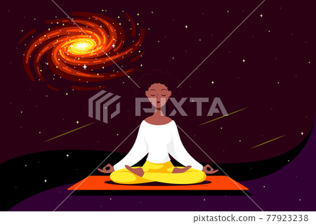 Young Woman in Lotus Pose Pratices Meditation 77923238