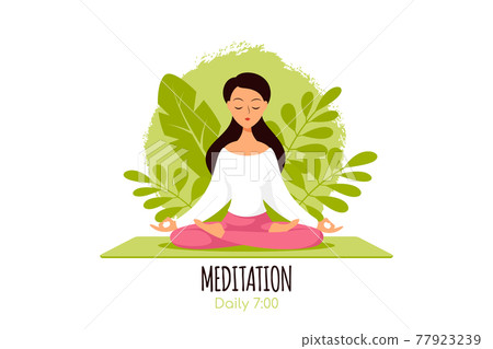Young Woman in Lotus Pose Pratices Meditation Young Woman in Lotus Pose Pratices Meditation 77923239