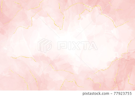 Abstract dusty blush liquid watercolor background with gold lines. Pastel rose marble alcohol ink drawing effect and golden foil cracks. Vector illustration design for wedding invitation Abstract dusty blush liquid watercolor background with gold lines. Pastel rose marble alcohol ink drawing effect and golden foil cracks. Vector illustration design for wedding invitation 77923755