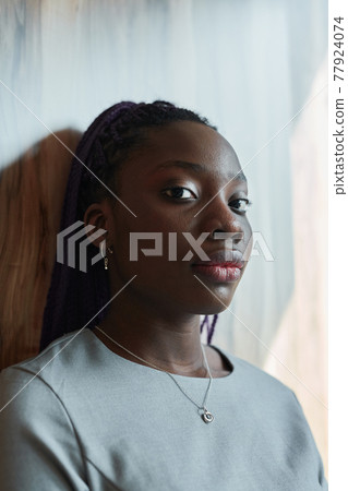 Confident African American Businesswoman Closeup 77924074