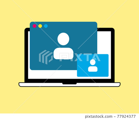 Online webinar, video call on laptop. Meetings at the level of colleagues, modern education Online webinar, video call on laptop. Meetings at the level of colleagues, modern education 77924377