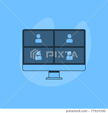Online video call. Four users. Online webinar, meeting. Webinars and web meetings at the level of colleagues, modern education 77924380