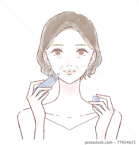 塗潤唇膏的中年婦女 77924625