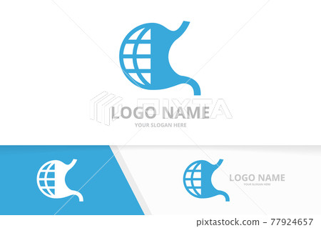Vector stomach and world logo combination. Gastrointestinal tract and earth logotype design template. 77924657