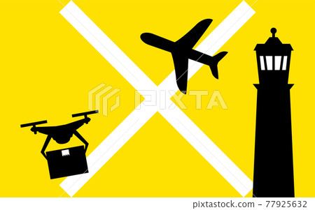 Simple icons showing drone regulations, flying in the airspace around airports, etc. 77925632