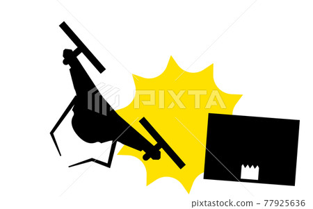 A simple icon of a crashed and broken drone and rolling luggage 77925636