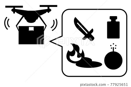 一個簡單的圖標，表明無人機規定和禁止危險品運輸 77925651