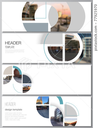 Vector layout of headers, banner design templates for website footer design, horizontal flyer design, website header. Background with abstract circle round banners. Corporate business concept template Vector layout of headers, banner design templates for website footer design, horizontal flyer design, website header. Background with abstract circle round banners. Corporate business concept template 77925970