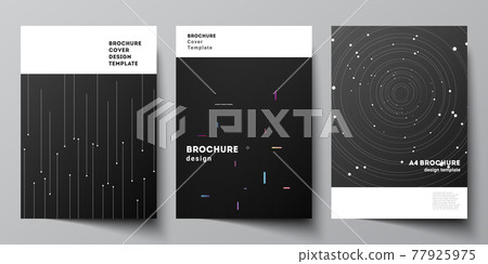 Vector layout of A4 format cover mockups design templates for brochure, flyer layout, booklet, cover design, book design, brochure cover. Tech science future background, space astronomy concept. Vector layout of A4 format cover mockups design templates for brochure, flyer layout, booklet, cover design, book design, brochure cover. Tech science future background, space astronomy concept. 77925975
