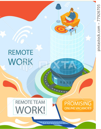Remote team work, online meeting workspace. Businesswoman, freelanser works from home with laptop 77926705