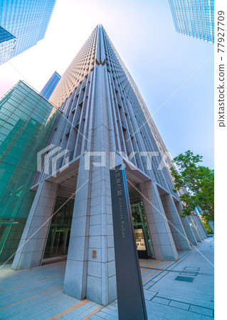 Tokyo cityscape of Japan Keidanren Kaikan with C2b entrance to Otemachi station 77927709