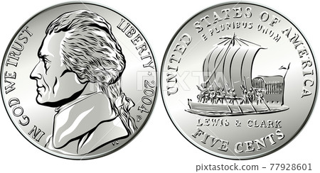 Vector American coin Lewis and Clark five cents 77928601
