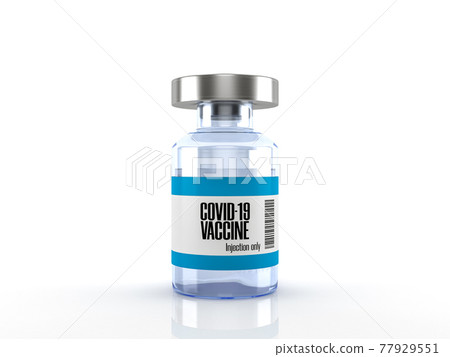 Coronavirus or Covid-19 vaccine vial glass bottle isolated on white background, 3d rendering Coronavirus or Covid-19 vaccine vial glass bottle isolated on white background, 3d rendering 77929551