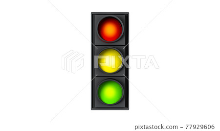 3D rendering, Realistic close up green, yellow and red traffic lights in front side view, traffic sign mock up design concept, isolated on white background. 3D rendering, Realistic close up green, yellow and red traffic lights in front side view, traffic sign mock up design concept, isolated on white background. 77929606