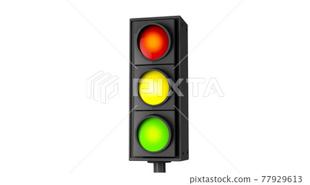 3D rendering, Realistic close up green, yellow and red traffic lights in side view, traffic sign mock up design concept, isolated on white background. 3D rendering, Realistic close up green, yellow and red traffic lights in side view, traffic sign mock up design concept, isolated on white background. 77929613