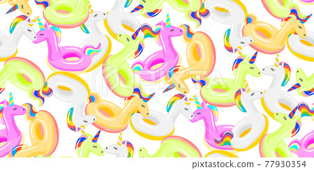 Inflatable unicorns seamless pattern on white Inflatable unicorns seamless pattern on white 77930354