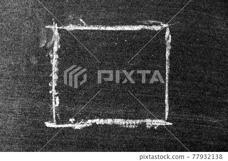 White chalk hand drawing in square or banner shape on black board background 77932138