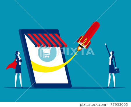Promote your business. Vector isolated concept metaphor illustration Promote your business. Vector isolated concept metaphor illustration 77933005
