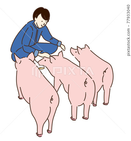 Agricultural girls, livestock girls, pig farming women, illustrations Agricultural girls, livestock girls, pig farming women, illustrations 77933040
