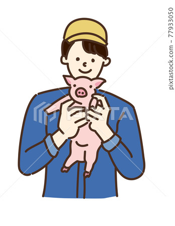 Agricultural girls, livestock girls, pig farming women, illustrations 77933050