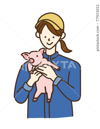 Agricultural girls, livestock girls, pig farming women, illustrations Agricultural girls, livestock girls, pig farming women, illustrations 77933051