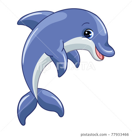 Funny cute happy dolphin vector isolated illustration 77933466