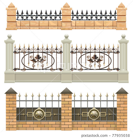 Vector Metal Fence Set 3 77935038