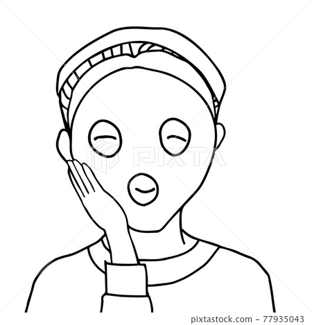 戴口罩的人的線描插圖（包） 77935043