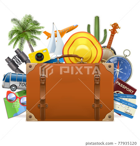 Vector Tourism Concept with Baggage Vector Tourism Concept with Baggage 77935120