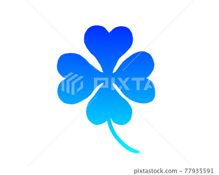 Blue silhouette of four-leaf clover 77935591