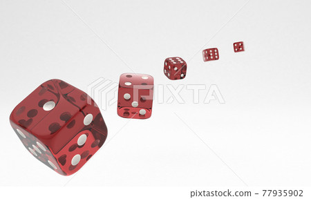 Red dices on white isolated background. 3d rendering 77935902
