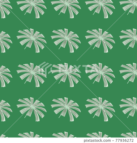 Grey abstract palm licuala leaf ornament seamless pattern. Bright green background. Nature foliage print. Grey abstract palm licuala leaf ornament seamless pattern. Bright green background. Nature foliage print. 77936272