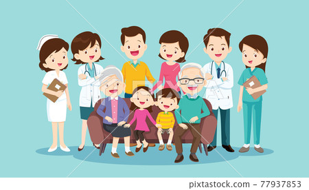 Team Doctor and happy bigfamily sitting on the sofa Team Doctor and happy bigfamily sitting on the sofa 77937853
