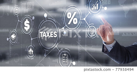 Concept of taxes paid by individuals and corporations such as VAT, income tax and property tax. Background for your business Concept of taxes paid by individuals and corporations such as VAT, income tax and property tax. Background for your business 77938494