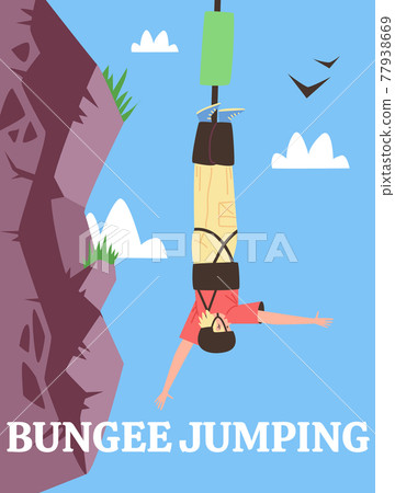 Poster for advertise extreme sport or fun adrenaline entertainment bungee jumping 77938669