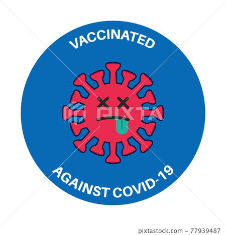 Funny vaccination badge or sticker. Emoticon virus Funny vaccination badge or sticker. Emoticon virus 77939487