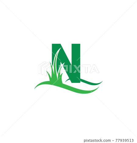 Letter N behind a green grass icon logo design... - Stock Illustration ...