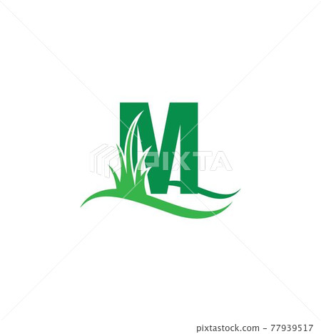 Letter M behind a green grass icon logo design vector Letter M behind a green grass icon logo design vector 77939517