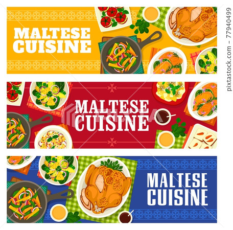 Maltese cuisine vector banners, food of Malta. 77940499