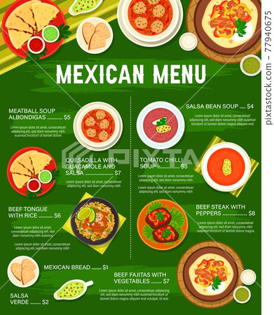 Mexican food restaurant meals menu page design Mexican food restaurant meals menu page design 77940675