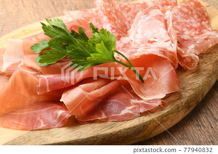 Assorted raw ham 77940832